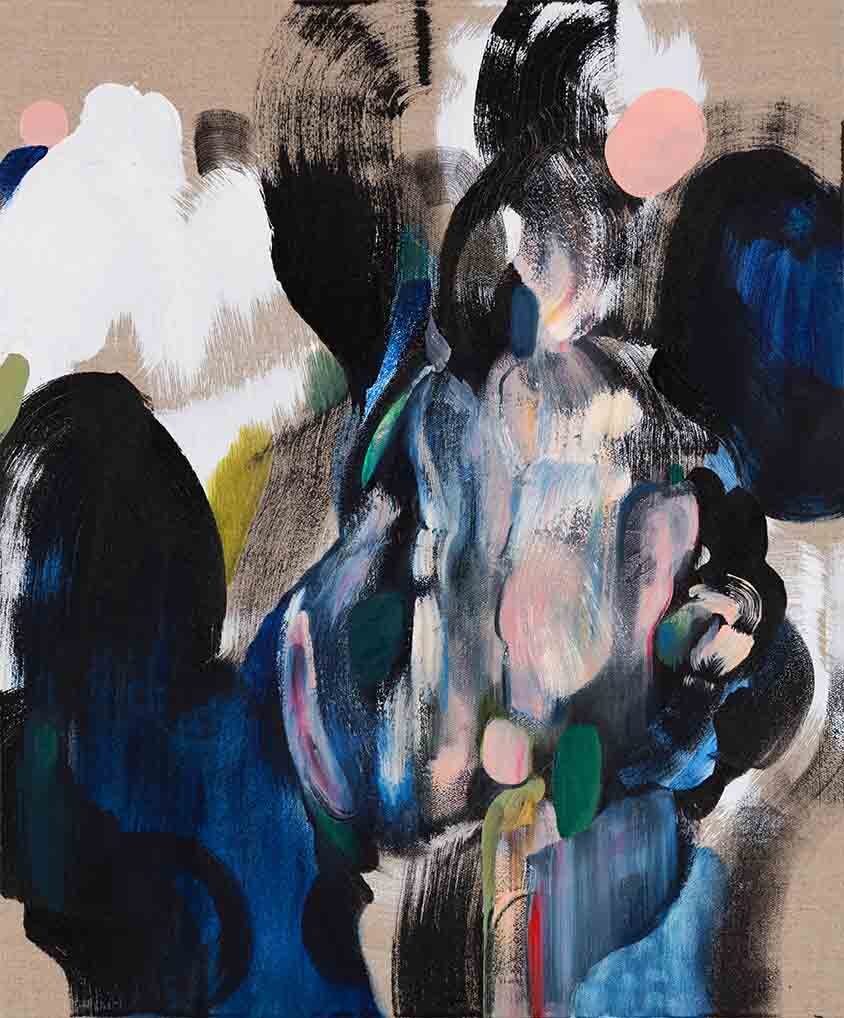 Hatem Imam, <i>Mickey</i>, 2025. Oil and acrylic on linen, 23 5/8 x 19 3/4 in (60 x 50 cm)